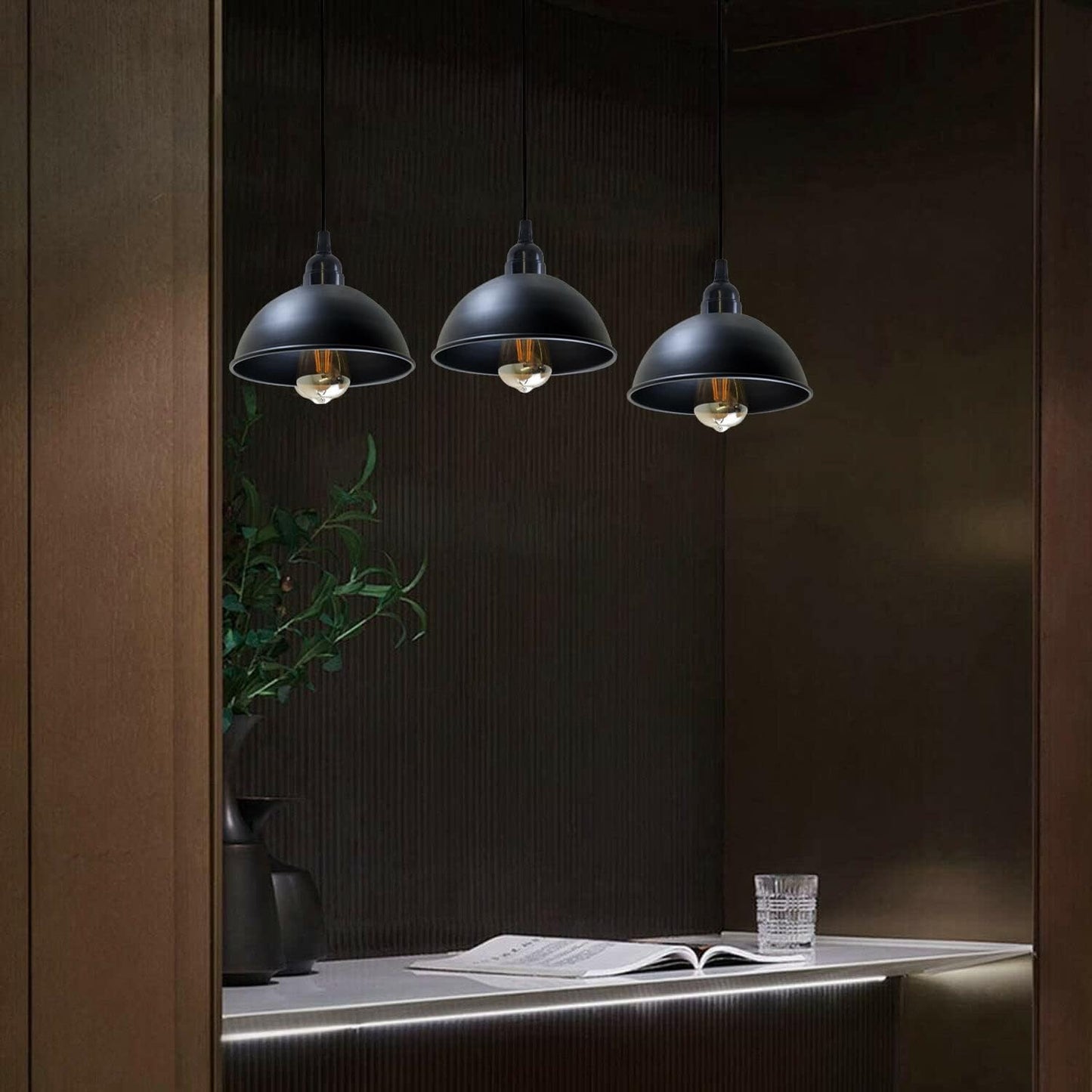 Black 3 light Pendant Light - Over-Table Kitchen Lighting ~5268-2