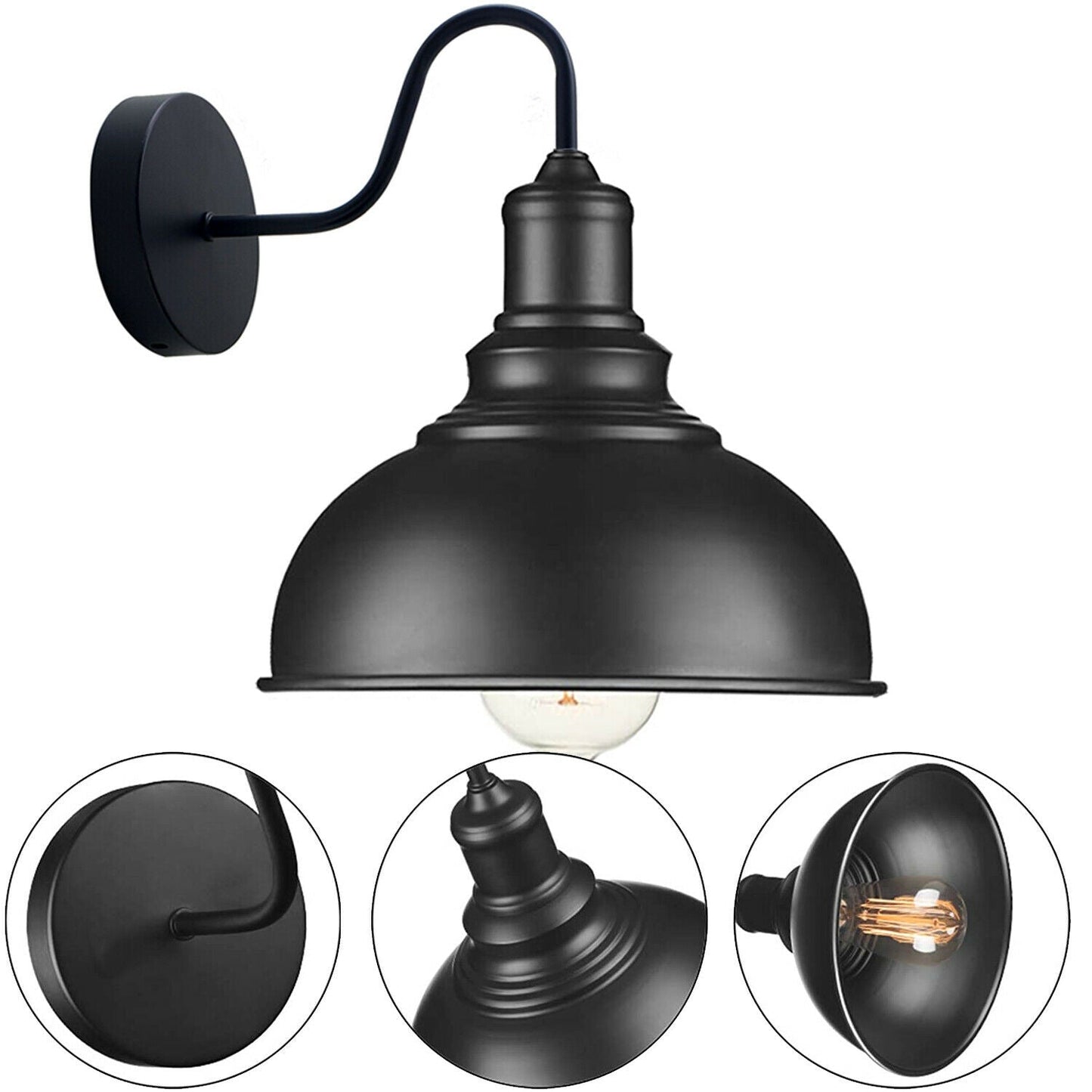 Living Room Black Metal Wall Light Fixture~1852-4