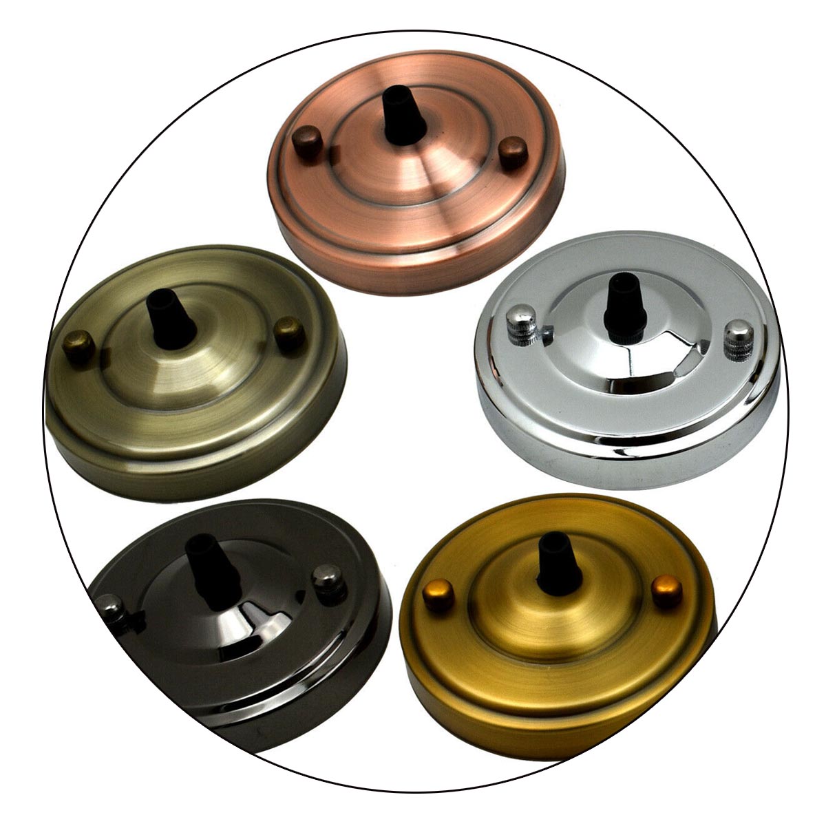 108mm Single Outlet Drop Metal Front Fitting Ceiling Rose~1451-4