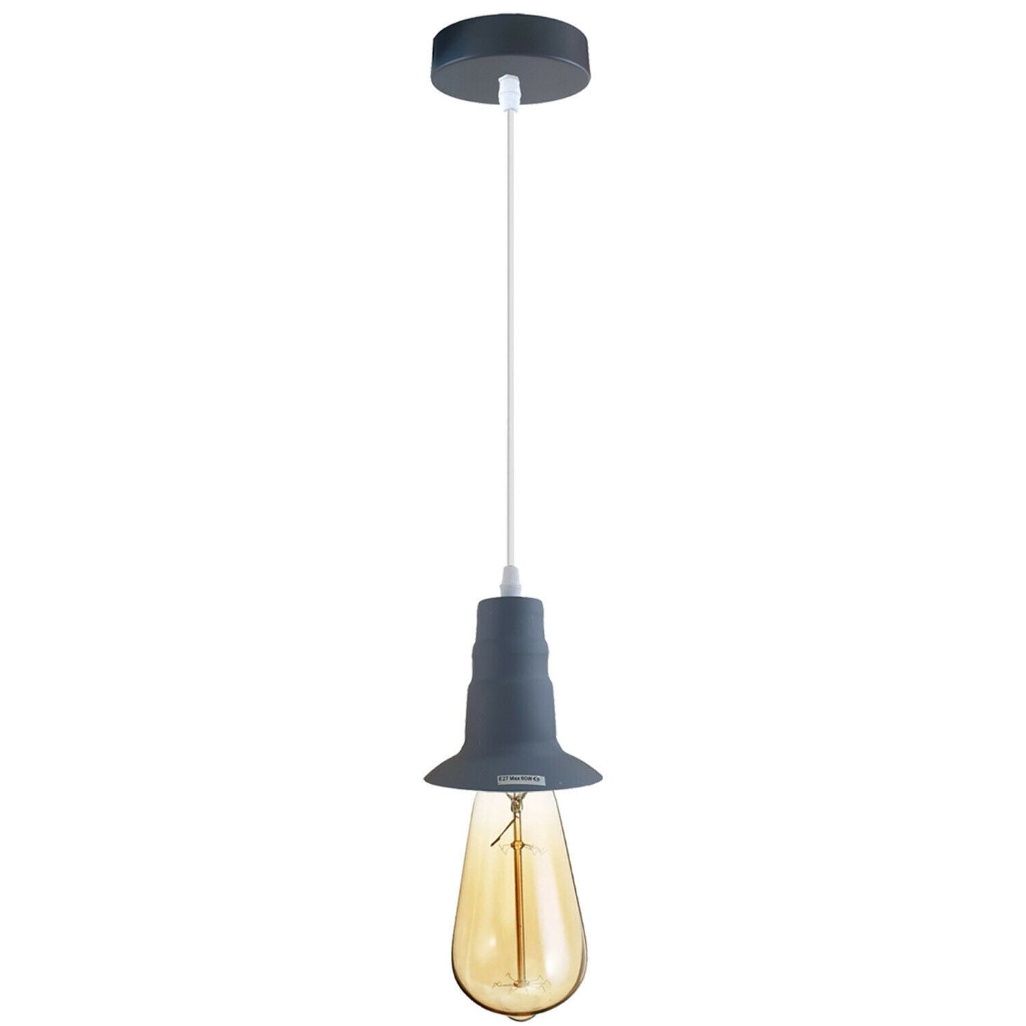 Gray Ceiling Light Fitting Industrial Pendant Lamp Bulb Holder~1680-3