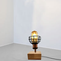 Wooden Base Table Lamp Vintage Filament Light Bulb Bedside Plug in Retro Light~2459-0