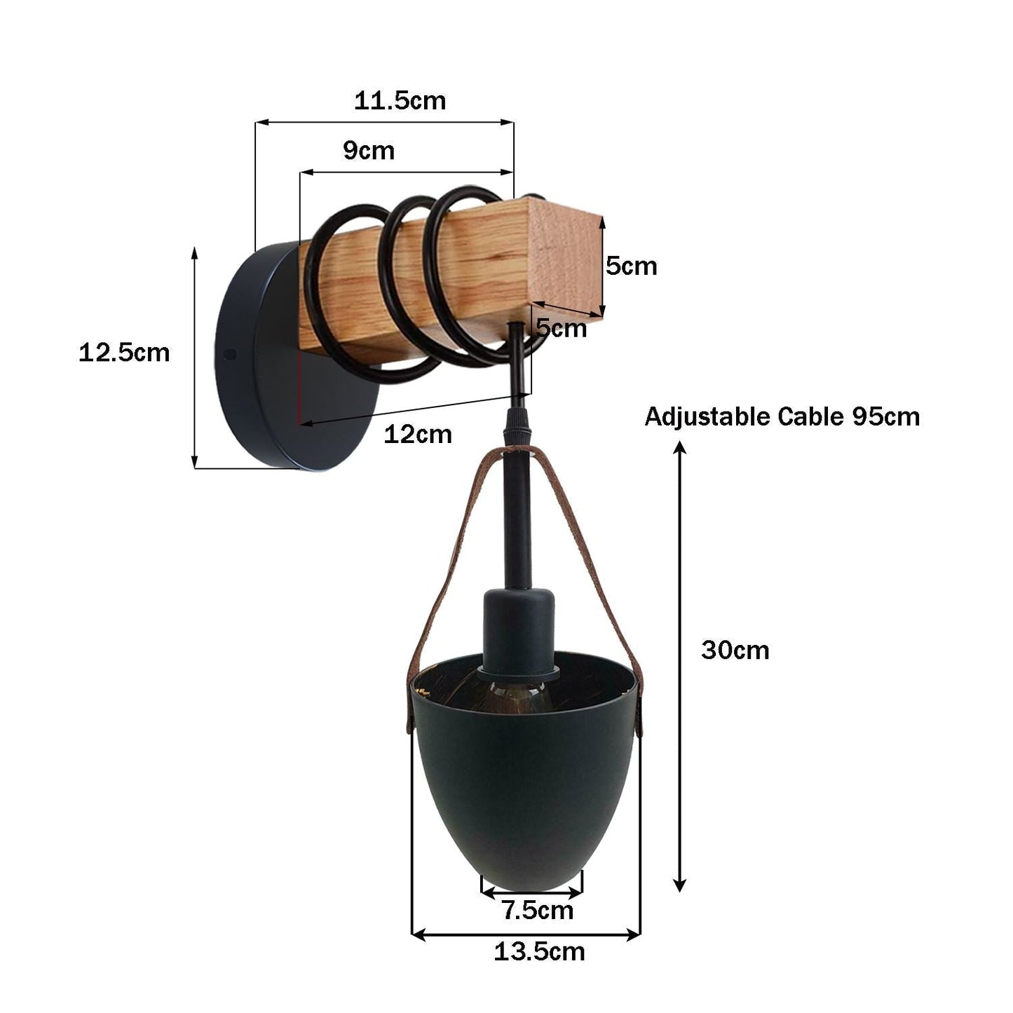 Vintage Wall Lamp Industrial Retro Metal Wood Wall Lights Sconce Lamp Fixture UK~3600-2