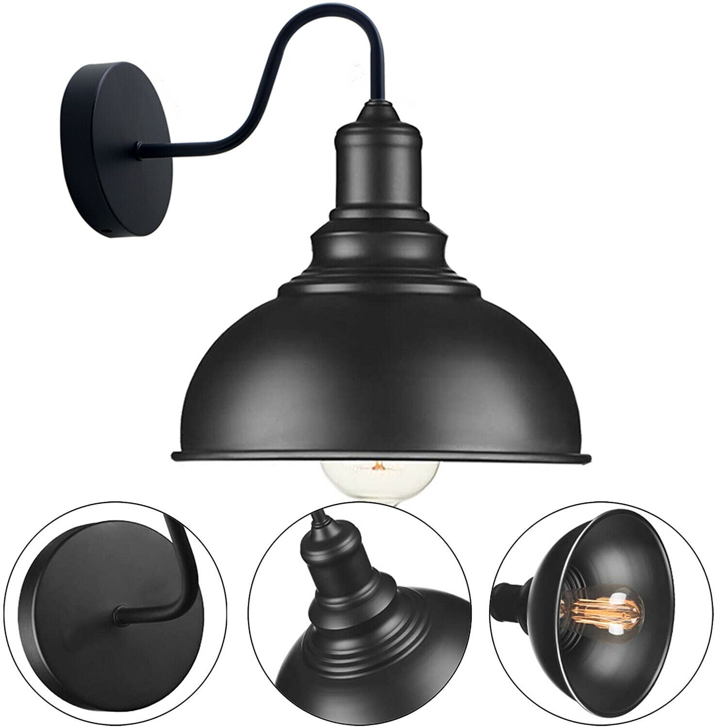 Living Room Black Metal Wall Light Fixture~1852-4