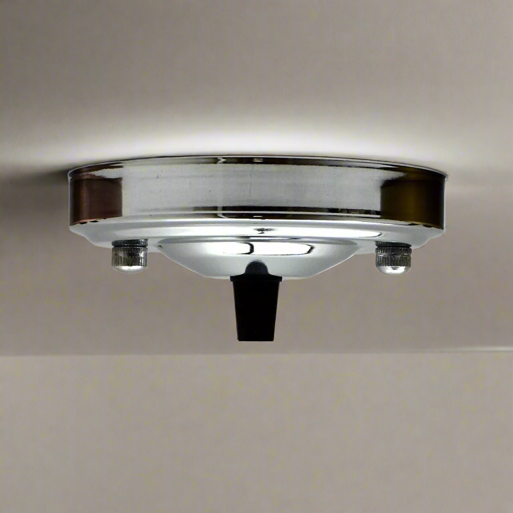 108mm Single Outlet Drop Metal Front Fitting Ceiling Rose~1451-0